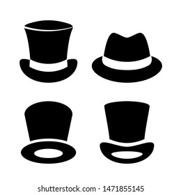 Gentleman top hat vector icon set on white background