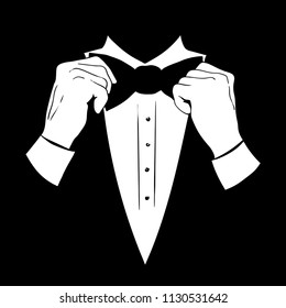 Gentleman Tying Bow Vector Illustration Stock Vector (Royalty Free ...