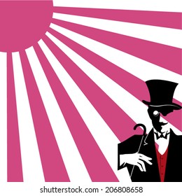 gentleman under the purple sun vector illustration