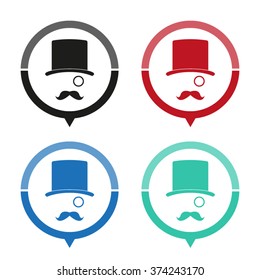 Gentleman - vector icon; map pointer;  message bubble