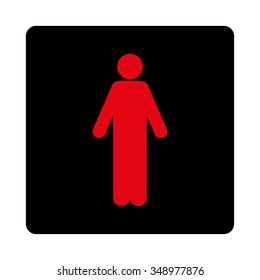 Gentleman vector icon. Style is flat rounded square button, intensive red and black colors, white background.