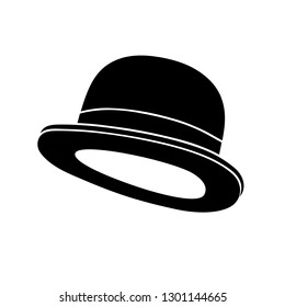 Gentleman vintage bowler hat black and white vector illustration.