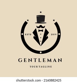 gentleman vintage logo, icon and symbol, with emblem vector illustration design