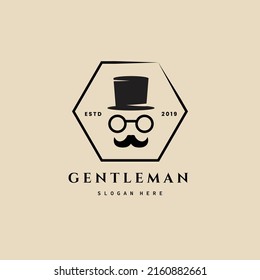 gentleman vintage logo, icon and symbol, with emblem vector illustration design