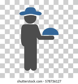 Gentleman Waiter icon. Vector illustration style is flat iconic bicolor symbol, cobalt and gray colors, transparent background. Designed for web and software interfaces.