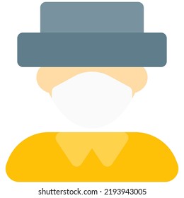 Gentleman wearing hat and face mask as accessory