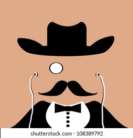 gentleman wearing monocle and cowboy hat