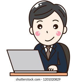 The gentleman who works in the project has gentle only. He is working hard and happay on the computer.This can be used for poster advertising and decorating your blog or website.