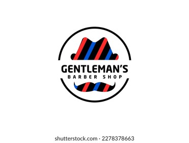 Gentleman's barber shop logo with a hat and mustache.