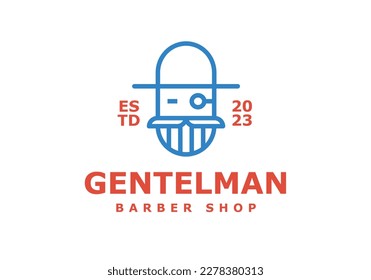 Gentleman's barber shop logo with a hat and mustache.