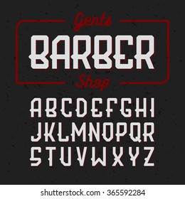 Gentlemans Barber Shop vintage style font. Vector.