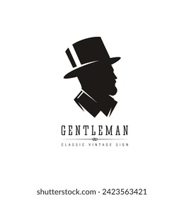 Gentleman's emblem on white background. Contrasting black illustration.