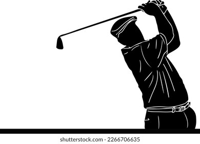 The Gentleman's Game: A Vector Silhouette of Golf in Motion, The Beauty of Golf: Vector Silhouette of a Golfer,  Golfer Perfecting His Swing