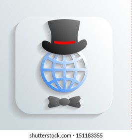 Gentleman's hat on a globe icon vector