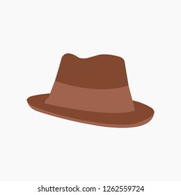 Gentleman's hat, on a gray background, men's fashion hat. Hat. Vector illustration. EPS 10.