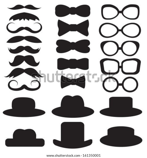 Gentleman S Set Consists Of A Hat Glasses Mustache And Bow Ties