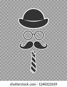 gentleman's set. hat glasses mustache tie
