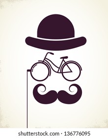 Gentlemen With Bicycle Eyeglass - Vintage Style Poster