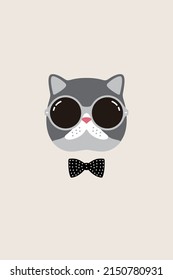 gentlemen cat wear glasses and bowknot like a man, Fashion portrait of cat