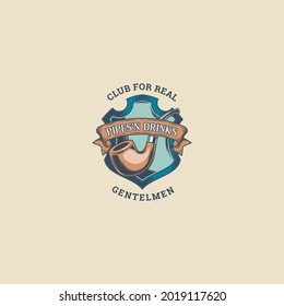 gentlemen club vintage retro logo vector