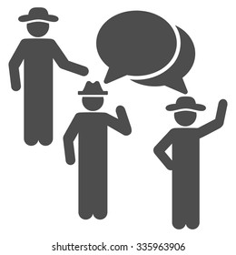 Gentlemen Discussion vector icon. Style is flat symbol, gray color, rounded angles, white background.