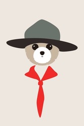 Gentlemen Dog Wear A Hat And A Red Scarf Like A Man, Fashion Portrait Of Dog