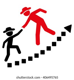 Gentlemen Education Growth vector toolbar icon. Style is bicolor flat icon symbol, intensive red and black colors, white background, square dots.