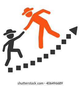 Gentlemen Education Growth vector toolbar icon. Style is bicolor flat icon symbol, orange and gray colors, white background, square dots.