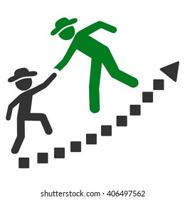 Gentlemen Education Growth vector toolbar icon. Style is bicolor flat icon symbol, green and gray colors, white background, square dots.
