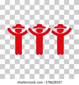 Gentlemen Hands Up Roundelay icon. Vector illustration style is flat iconic symbol, red color, transparent background. Designed for web and software interfaces.