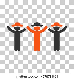 Gentlemen Hands Up Roundelay icon. Vector illustration style is flat iconic bicolor symbol, orange and gray colors, transparent background. Designed for web and software interfaces.