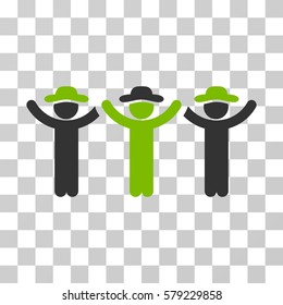 Gentlemen Hands Up Roundelay icon. Vector illustration style is flat iconic bicolor symbol, eco green and gray colors, transparent background. Designed for web and software interfaces.