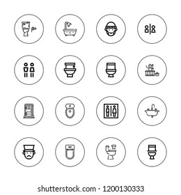 Gentlemen icon set. collection of 16 outline gentlemen icons with bathroom, gentleman, hipster icons.