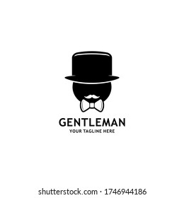 Gentlemen Logo Design with a hat, tie and mustache vector
