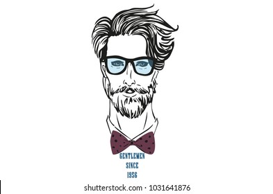 gentlemen men face vector illustration