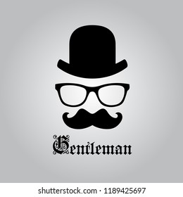gentlemen mustache logo design illustration
