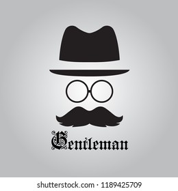 gentlemen mustache logo design illustration