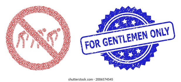 For Gentlemen Only scratched seal and vector recursion composition forbidden slavery. Blue seal has For Gentlemen Only caption inside rosette.