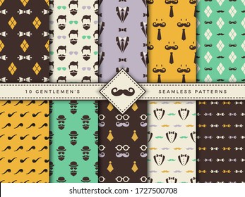 Gentlemen Patterns. Textile nahtlose Hintergründe für männliche Bekleidung modifizierte Texturen mit geometrischen Formen Vektorsatz