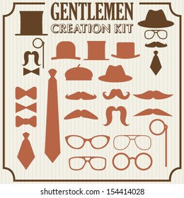 Gentlemen Retro Creation Kit - Mustaches, Hats, Glasses, Bows and Ties