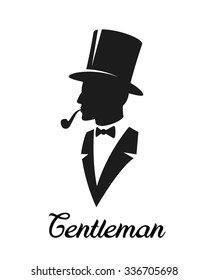 Gentlemen silhouette. Logo style. Monochrome, isolated on white background