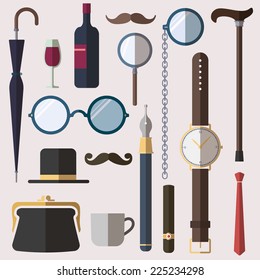 Gentlemen vintage stuff design elements set