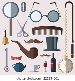 Gentlemen vintage stuff design elements set