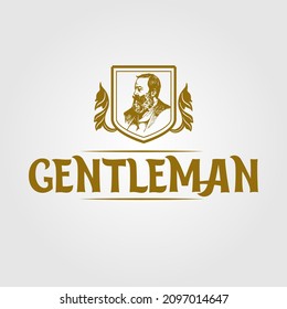Gentlemen vintage style logo badge. Retro badges or labels set for gentleman club. Logos design template with place for your text. Gentleman logo club, label vintage emblem elegant and fashion. Vector