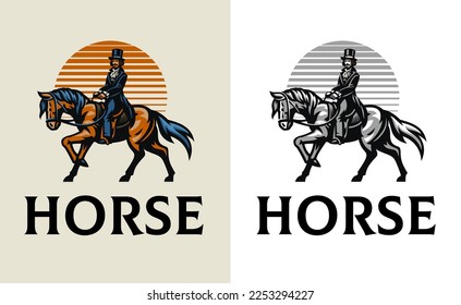 Gentlemen vintage suited riding the horse