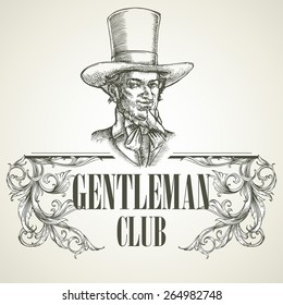 Gentlemens club. Vintage vector illustration EPS 10