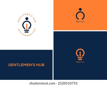 Gentlemen's Hub Idee Logo Design Artwork Konzept, Blub Idee Logo Design