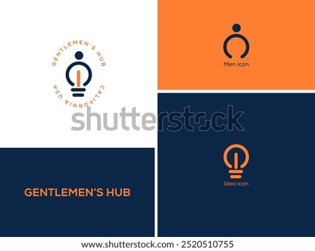 Gentlemen's Hub idea logo design artwork concept, blub idea logo design