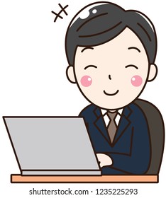 Gentlemen's office is working in the computer.He actives and hard works .This can be used for poster advertising and decorating your blog or website.