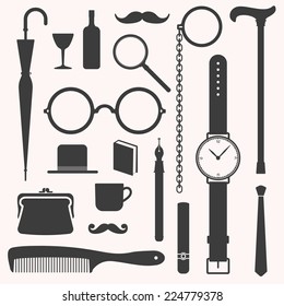 Gentlemens vintage stuff design elements collection